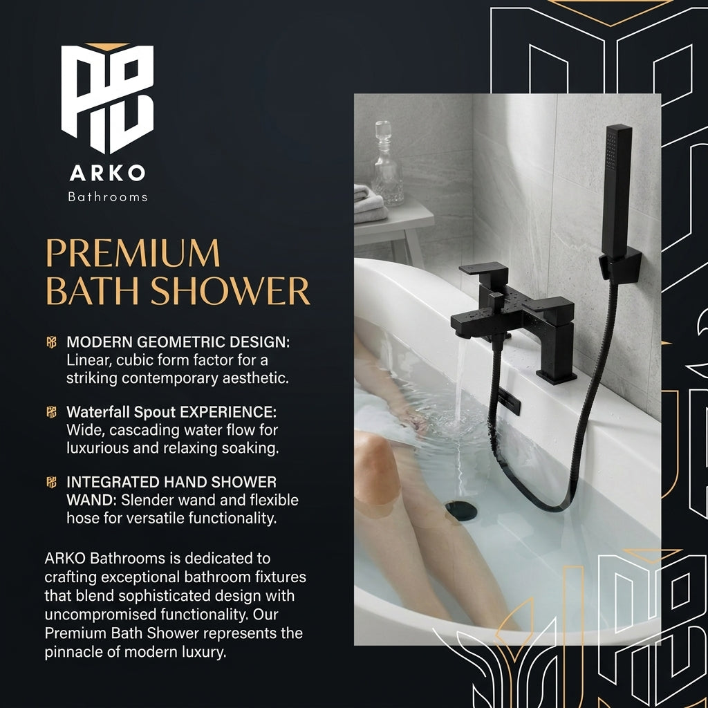 Verda Modern Bath Shower Mixer with Shower Kit – Black