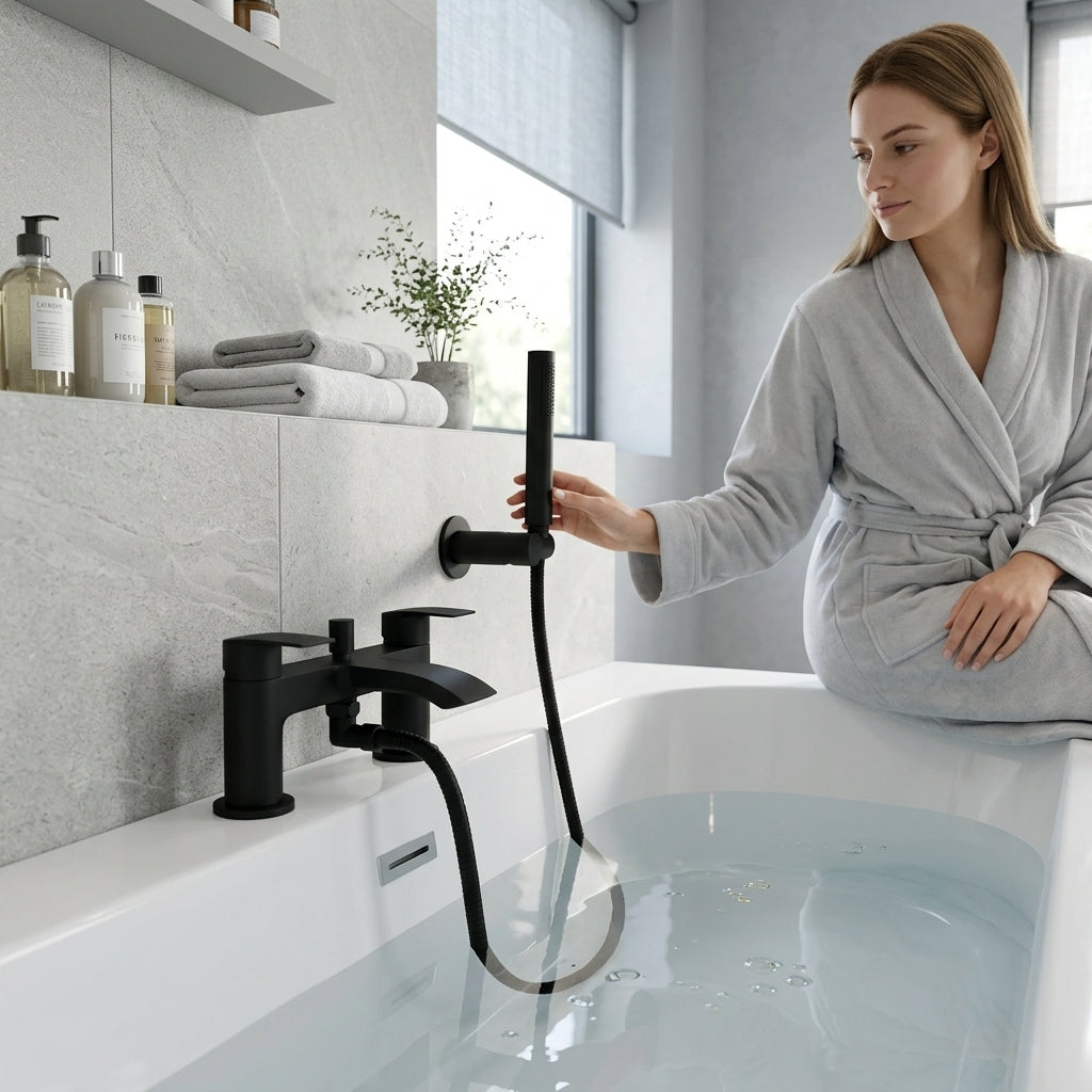 Capri Black Bath Shower Mixer Tap with Shower Kit