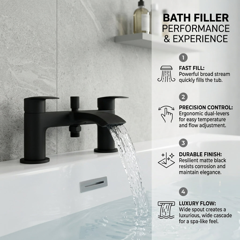 Capri Black Bath Shower Mixer Tap with Shower Kit