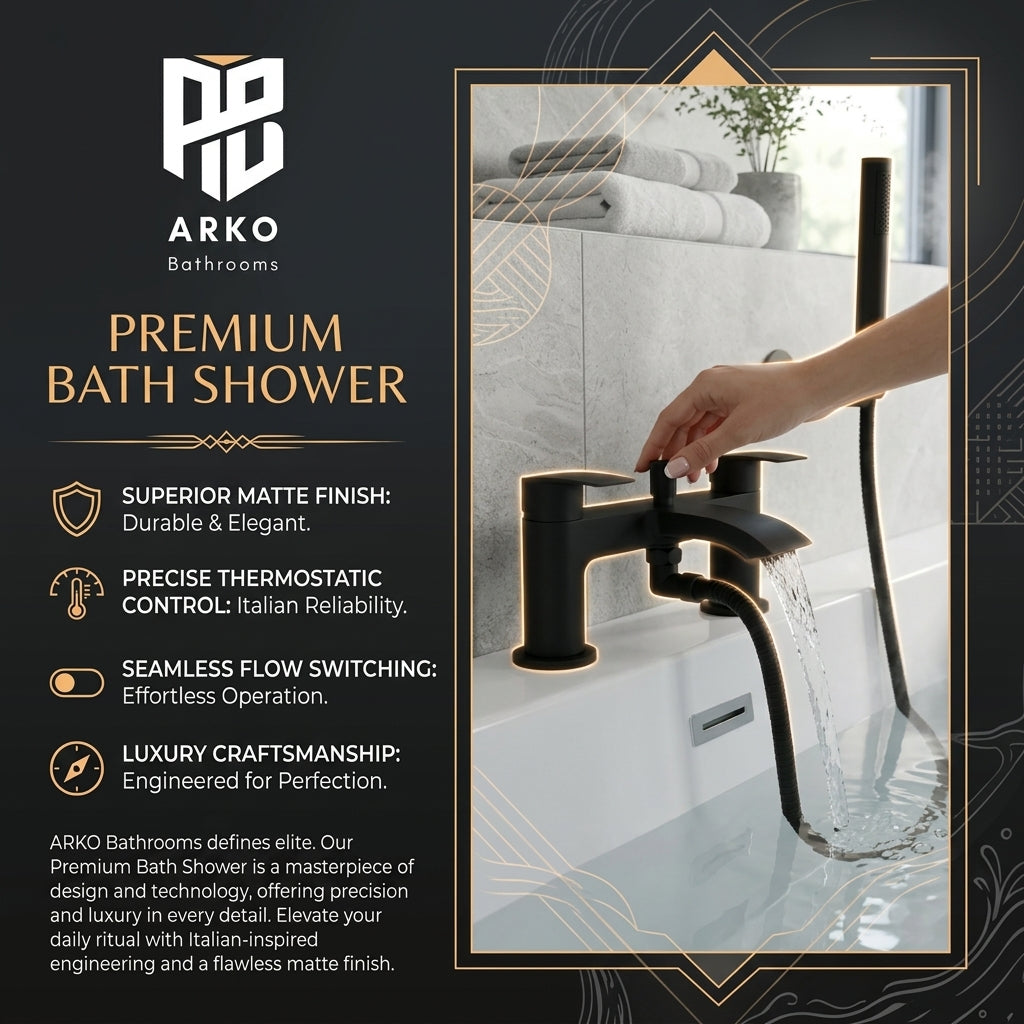 Capri Black Bath Shower Mixer Tap with Shower Kit