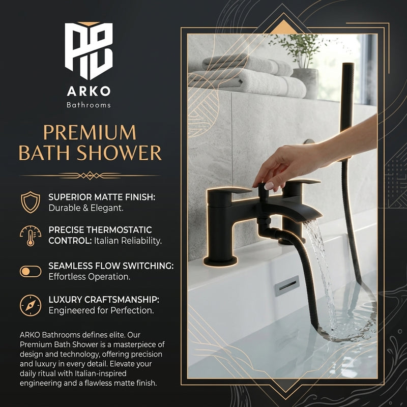 Capri Black Bath Shower Mixer Tap with Shower Kit