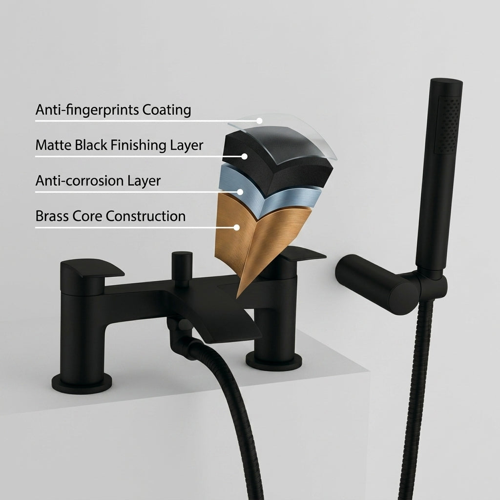 Capri Black Bath Shower Mixer Tap with Shower Kit
