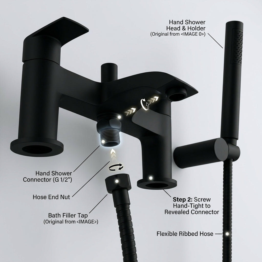 Capri Black Bath Shower Mixer Tap with Shower Kit