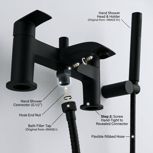 Capri Black Bath Shower Mixer Tap with Shower Kit