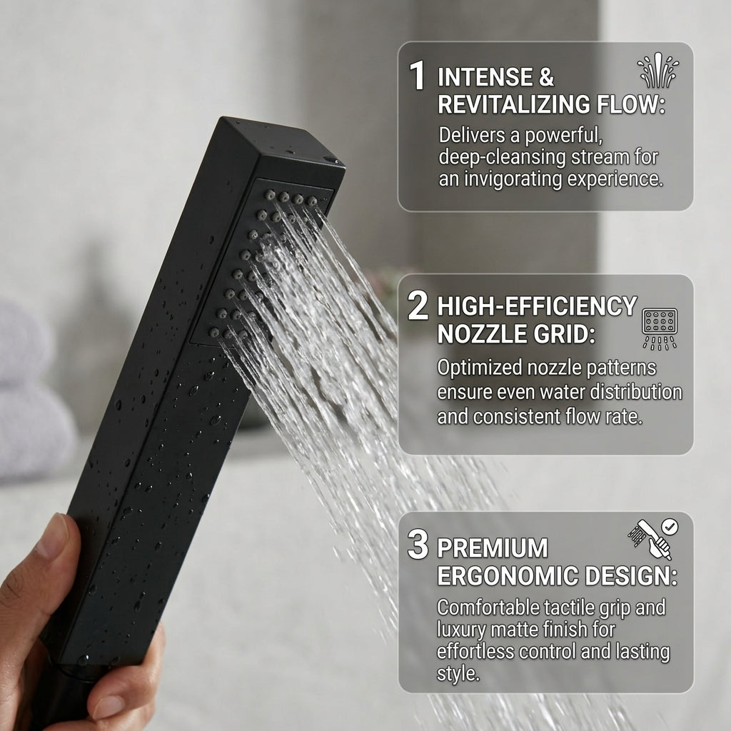Vista Modern Black Bath Shower Mixer with Shower Kit – Matte Black