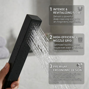 Vista Modern Black Bath Shower Mixer with Shower Kit – Matte Black