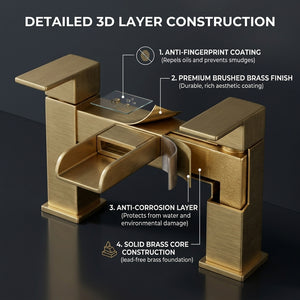 Waterfall Modern Bath Filler Taps – Brushed Brass