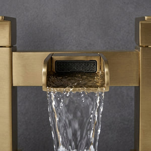Waterfall Modern Bath Filler Taps – Brushed Brass
