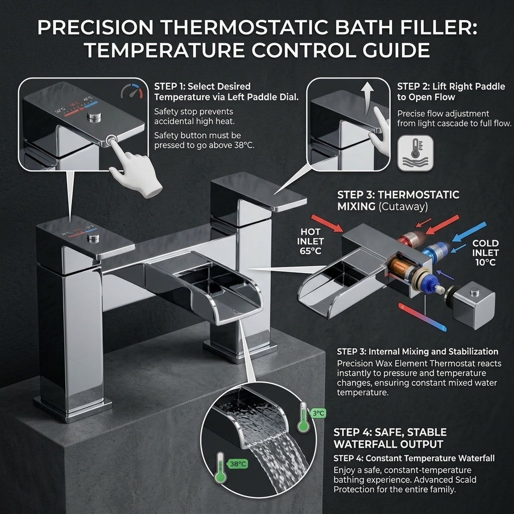 Waterfall Modern Bath Filler Taps – Chrome