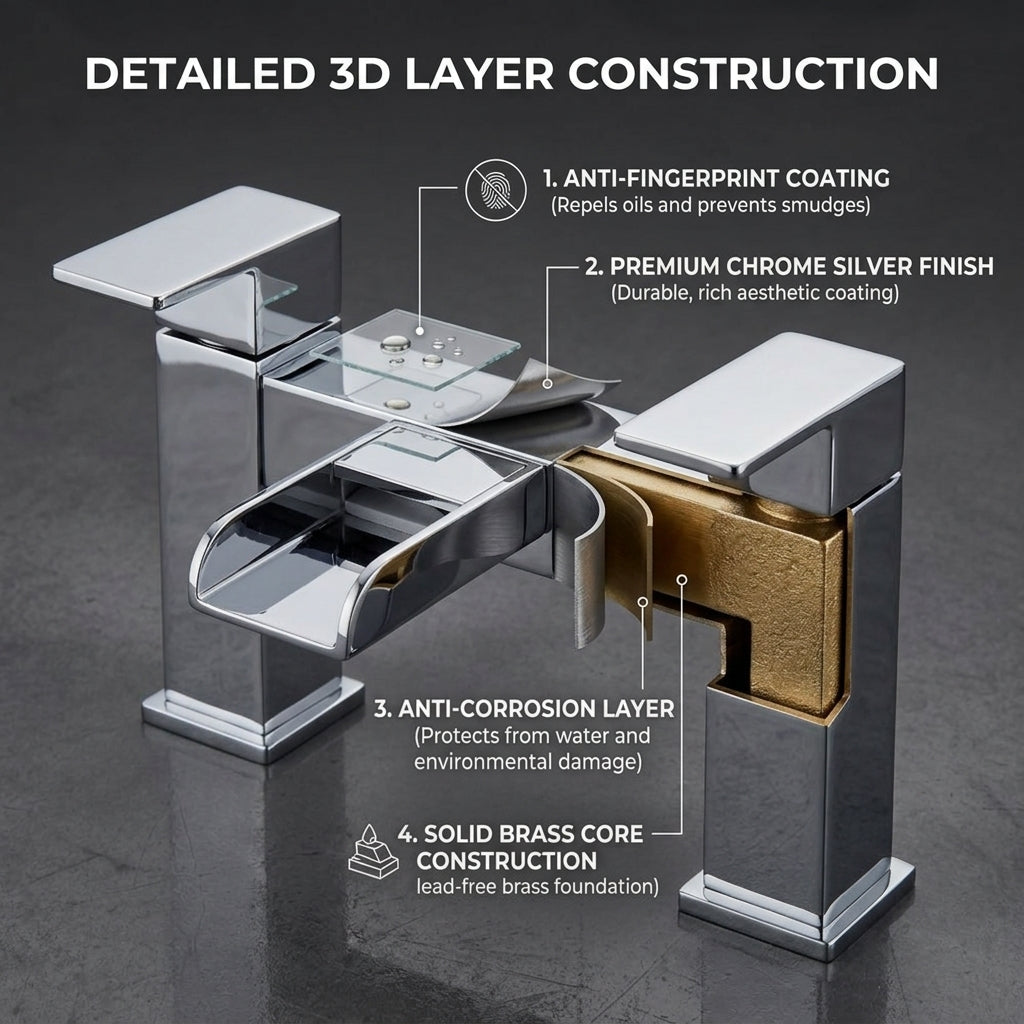 Waterfall Modern Bath Filler Taps – Chrome