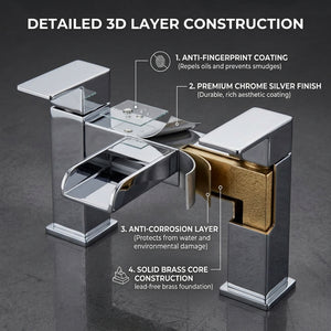 Waterfall Modern Bath Filler Taps – Chrome