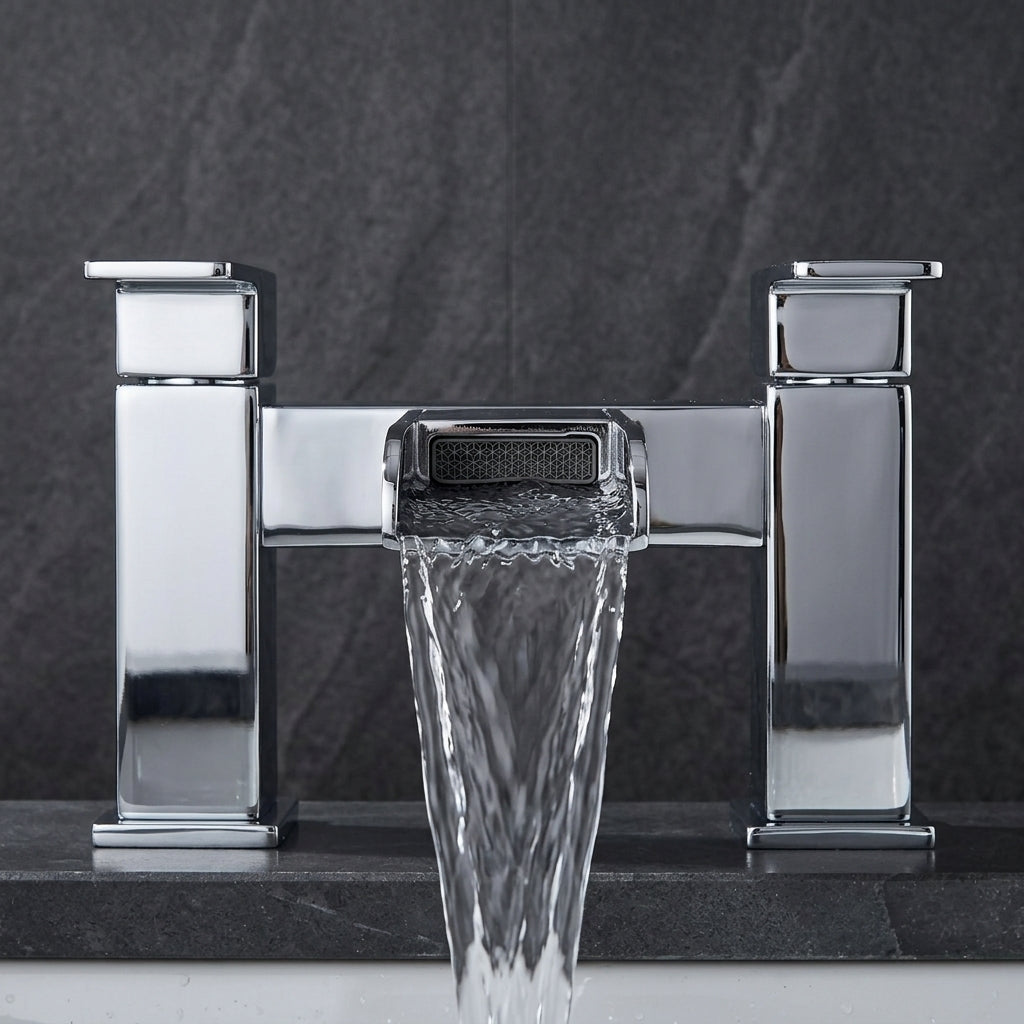Waterfall Modern Bath Filler Taps – Chrome