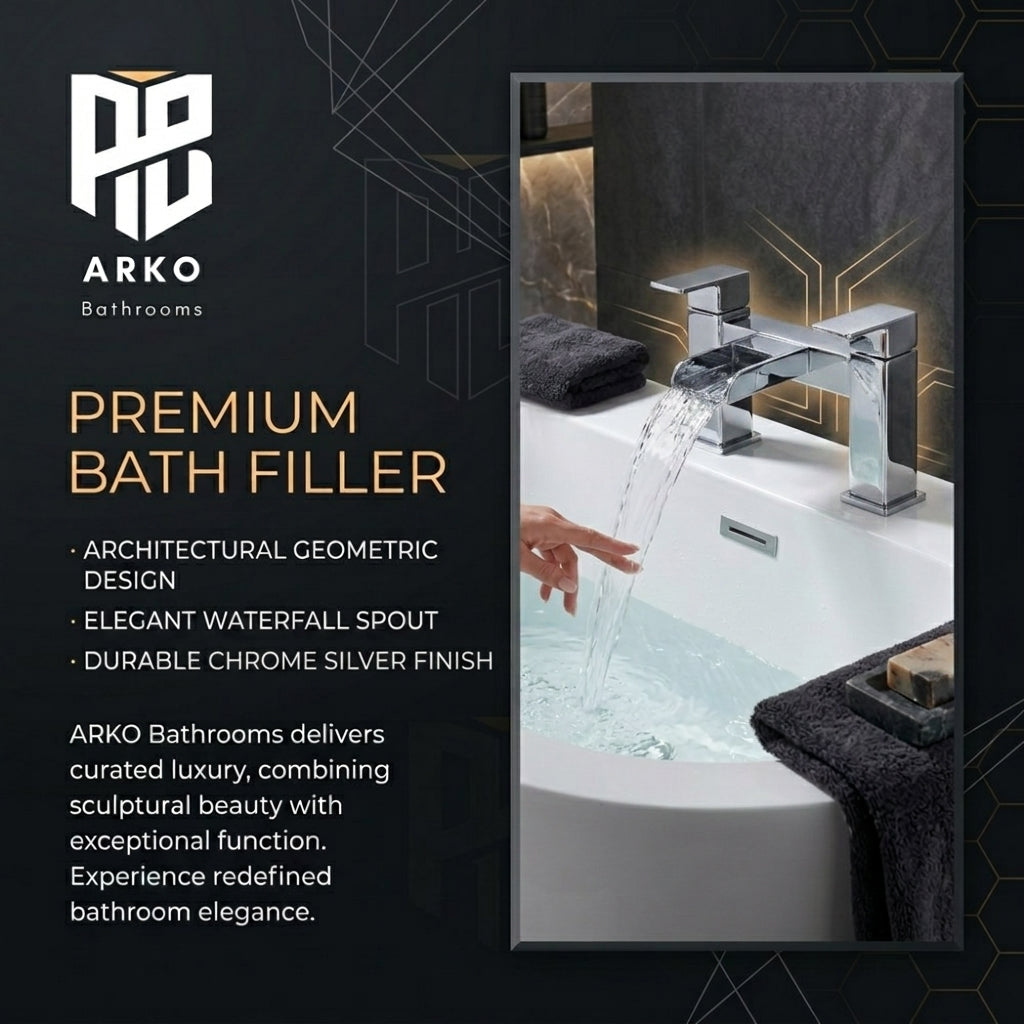 Waterfall Modern Bath Filler Taps – Chrome