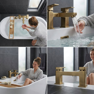 Verda Modern Bath Filler Tap - Brass
