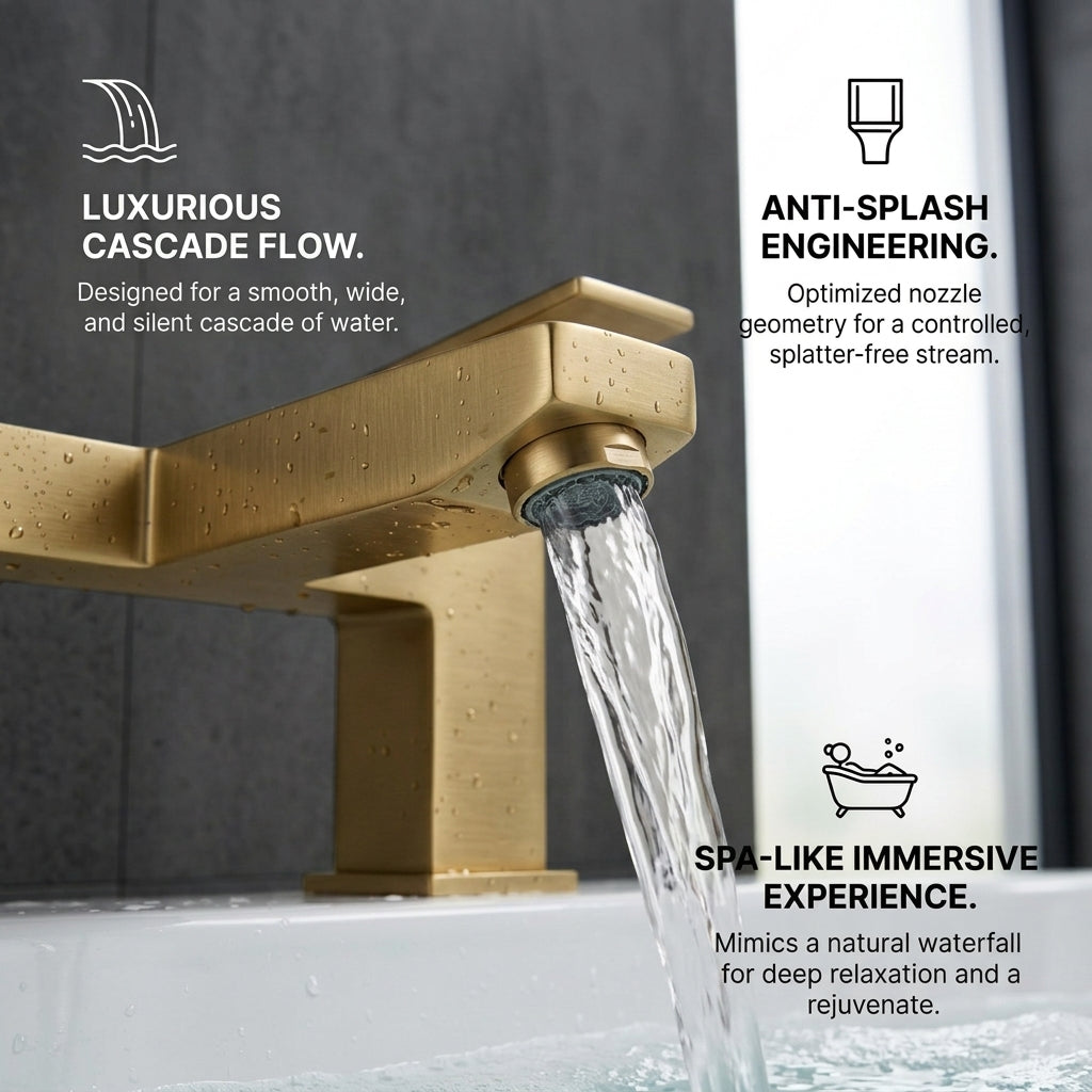 Verda Modern Bath Filler Tap - Brass