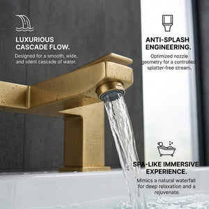 Verda Modern Bath Filler Tap - Brass