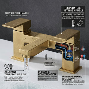 Verda Modern Bath Filler Tap - Brass