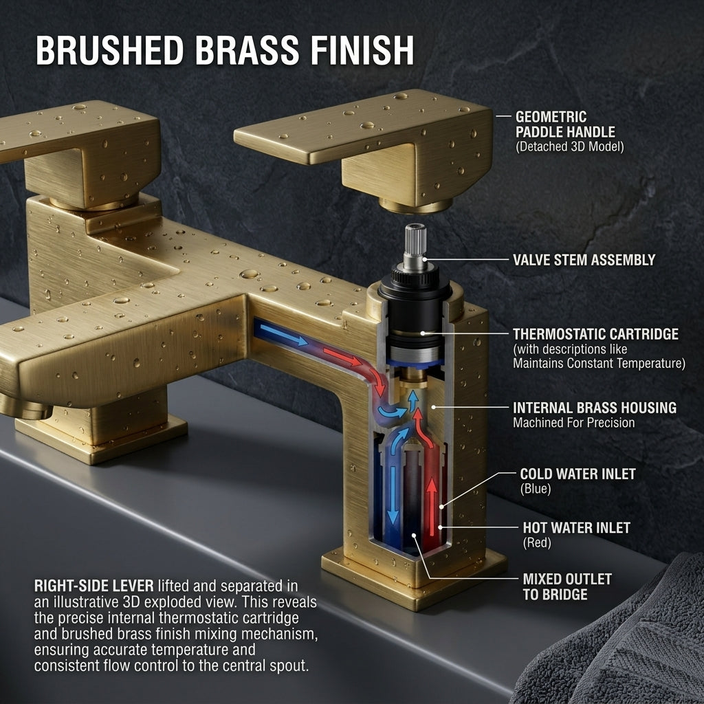 Verda Modern Bath Filler Tap - Brass