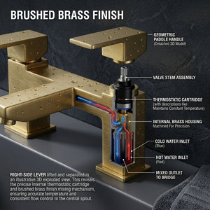 Verda Modern Bath Filler Tap - Brass
