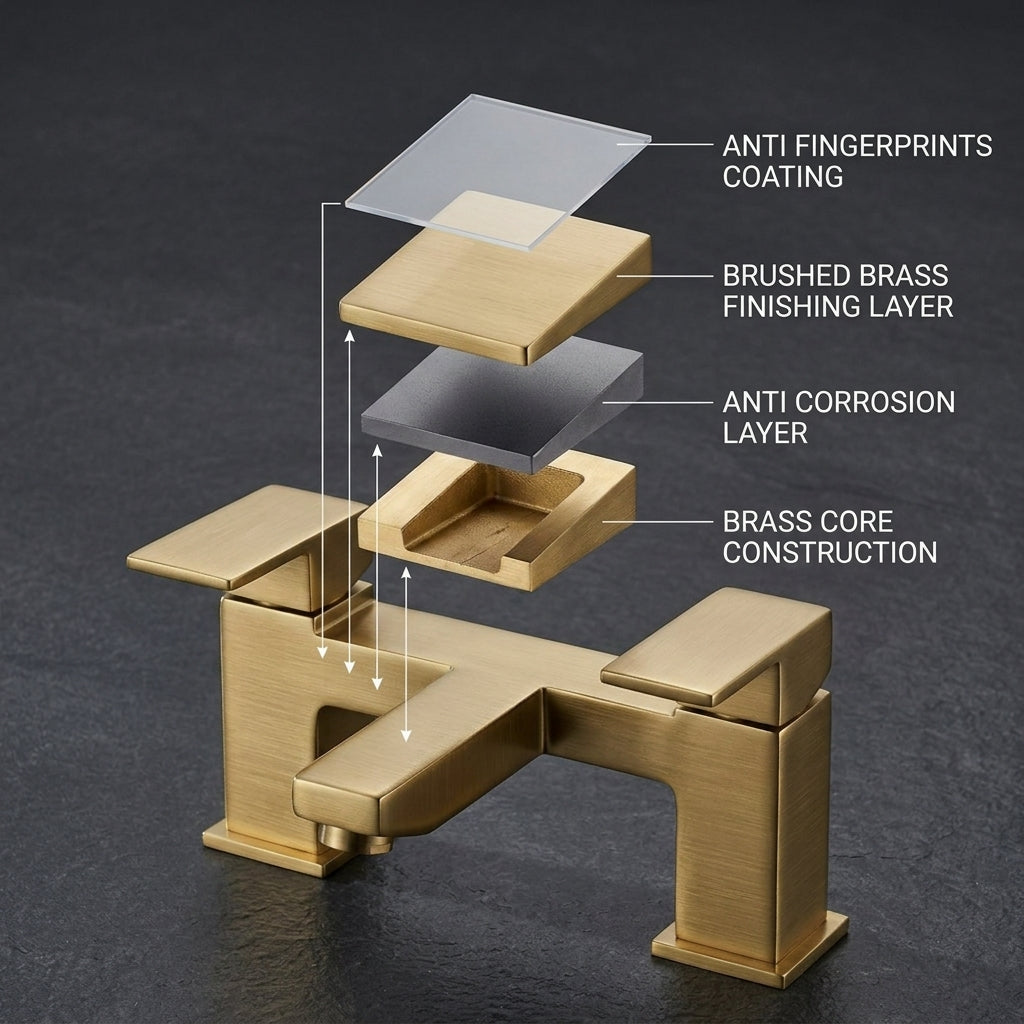Verda Modern Bath Filler Tap - Brass