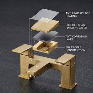 Verda Modern Bath Filler Tap - Brass