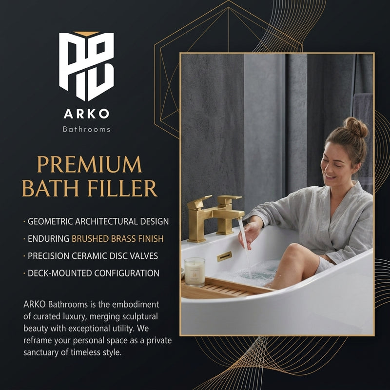 Verda Modern Bath Filler Tap - Brass