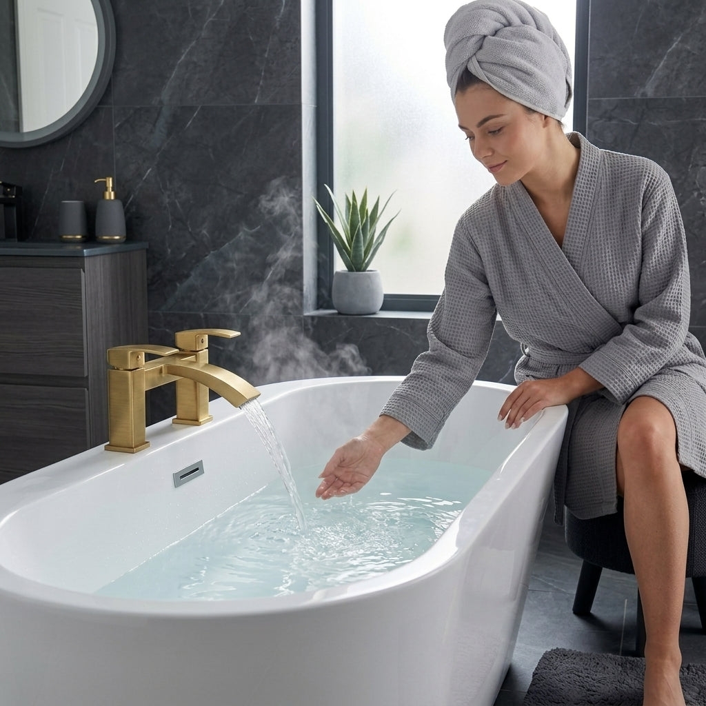 Vista Bath Filler – Brushed Brass