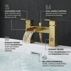 Waterfall Bath Shower Mixer with Shower Kit – Brushed Brass