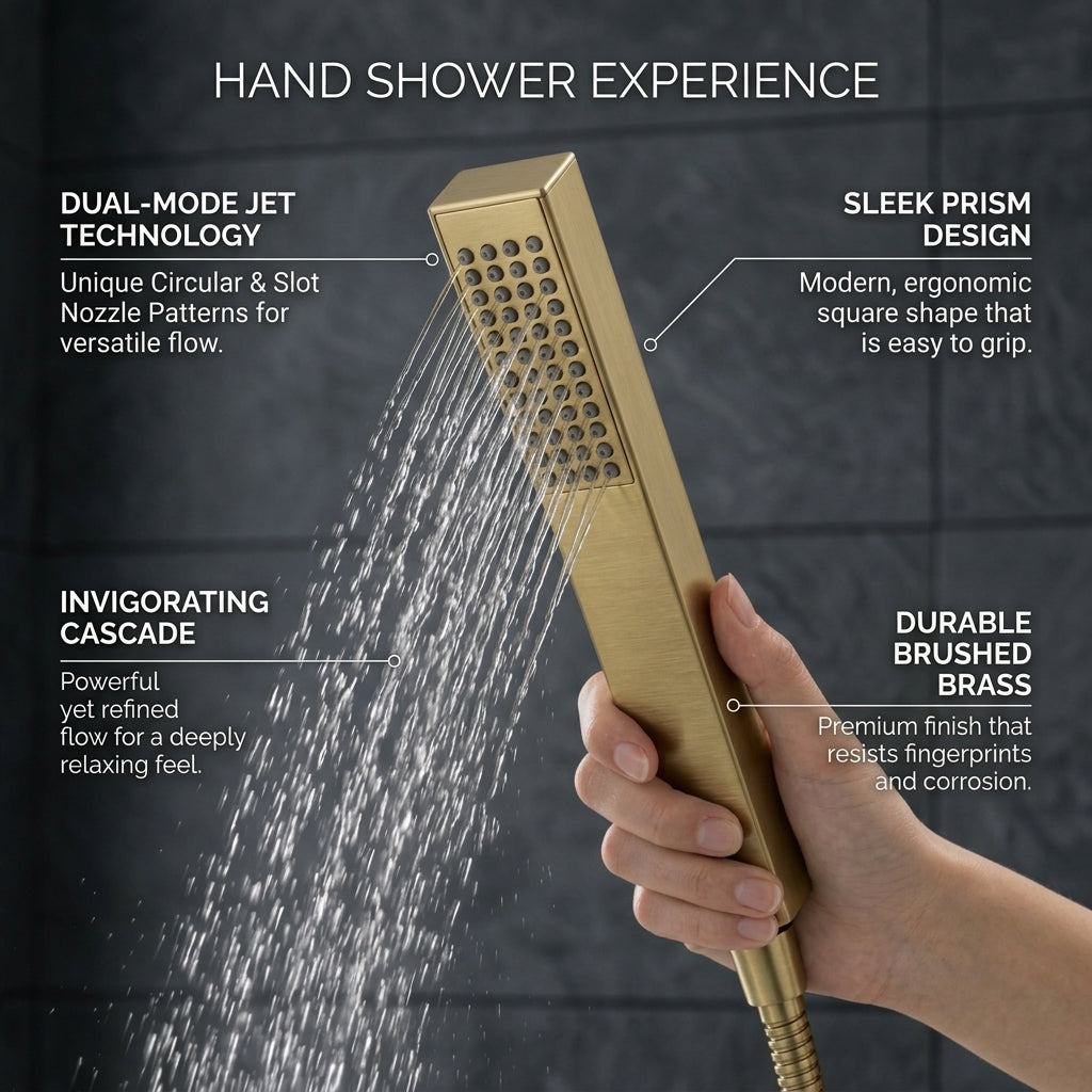 Waterfall Bath Shower Mixer with Shower Kit – Brushed Brass