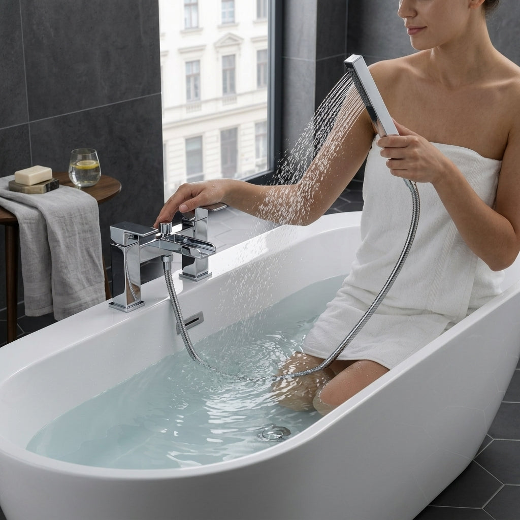 Waterfall Bath Shower Mixer Tap with Shower Kit – Chrome