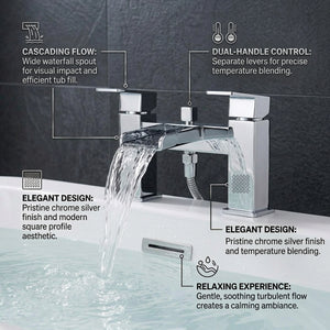 Waterfall Bath Shower Mixer Tap with Shower Kit – Chrome