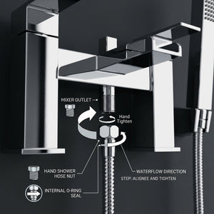 Waterfall Bath Shower Mixer Tap with Shower Kit – Chrome