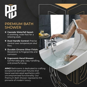 Waterfall Bath Shower Mixer Tap with Shower Kit – Chrome
