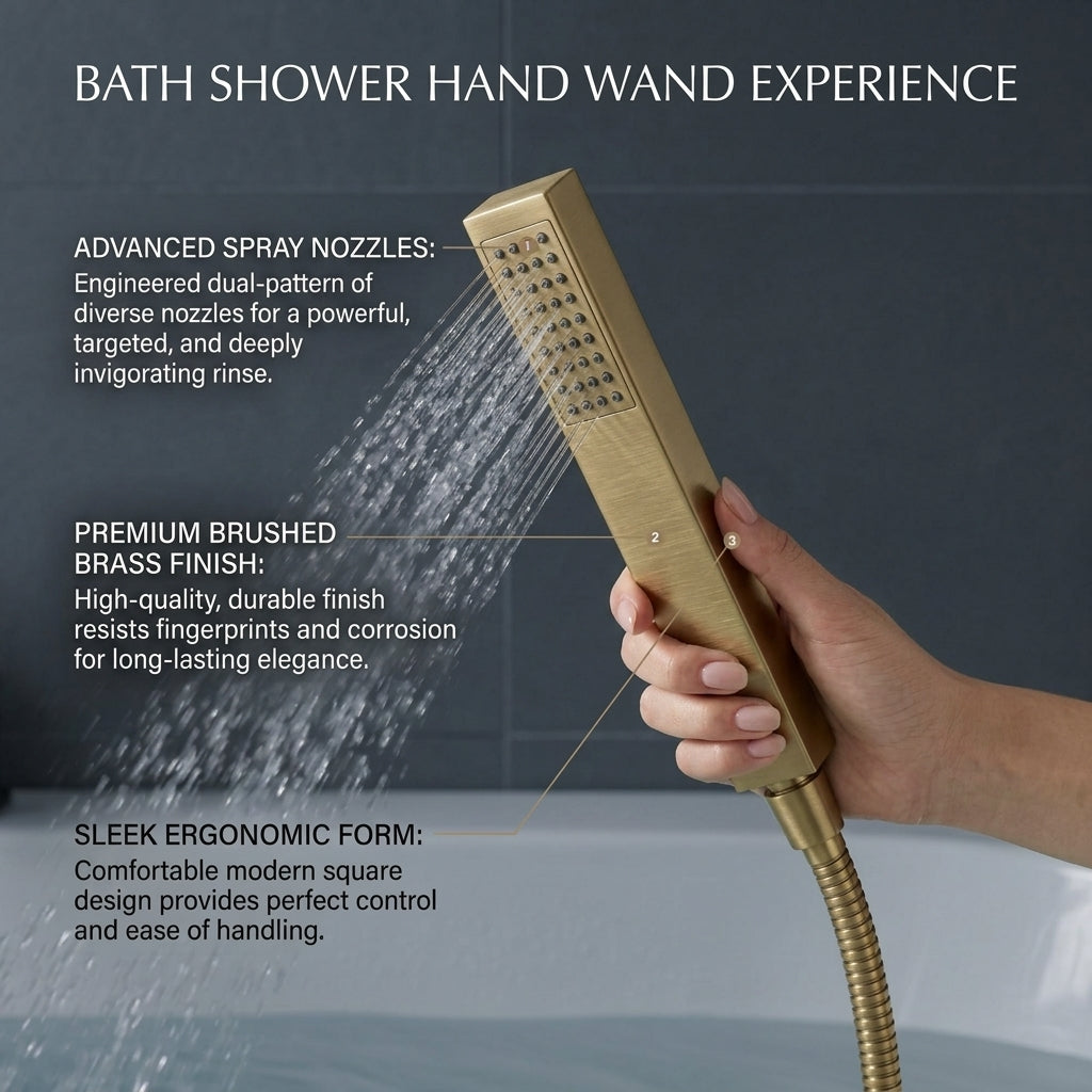 Verda Modern Bath Shower Mixer with Shower Kit – Brass