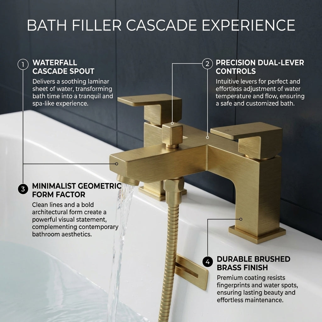 Verda Modern Bath Shower Mixer with Shower Kit – Brass