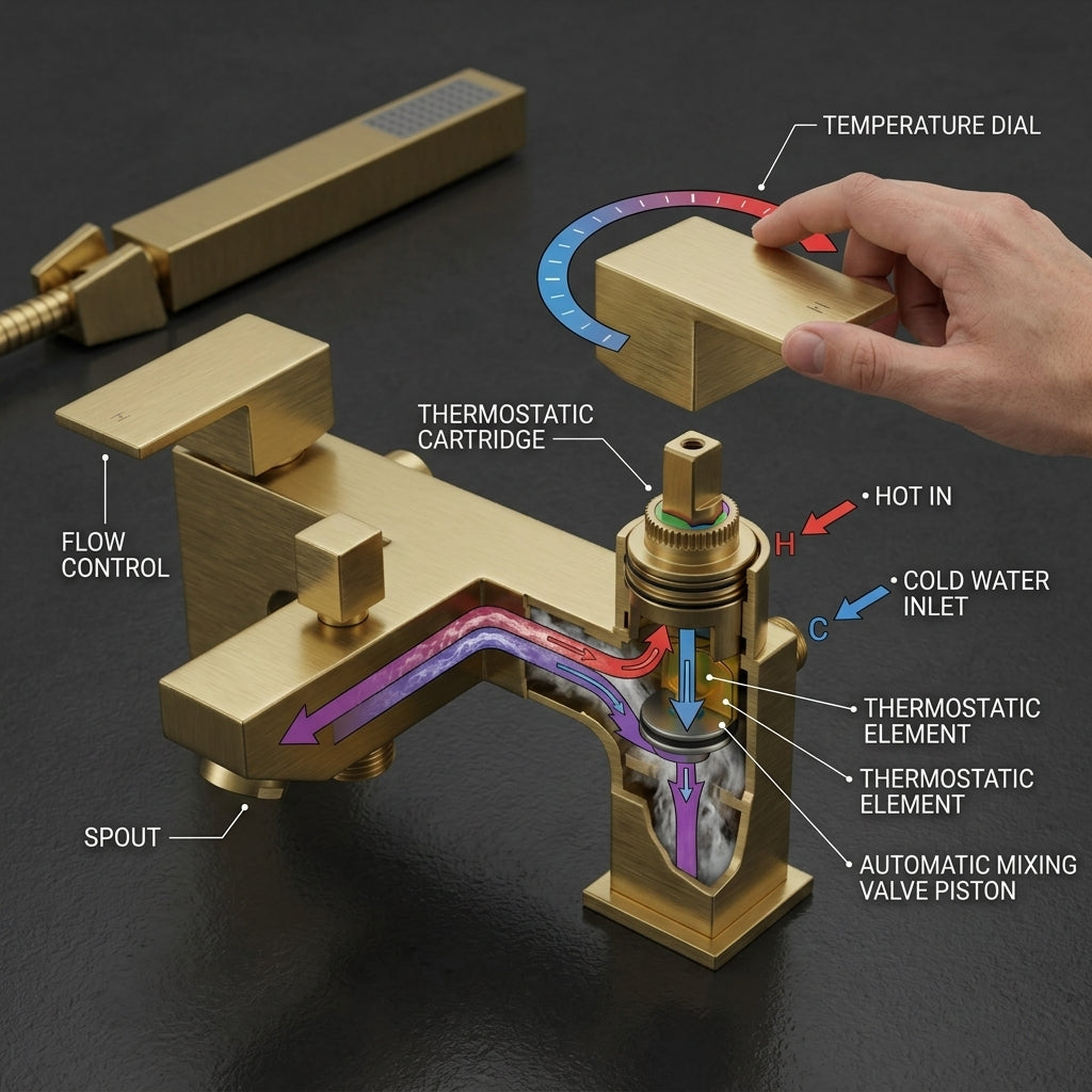 Verda Modern Bath Shower Mixer with Shower Kit – Brass
