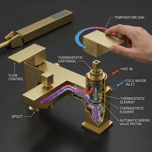 Verda Modern Bath Shower Mixer with Shower Kit – Brass