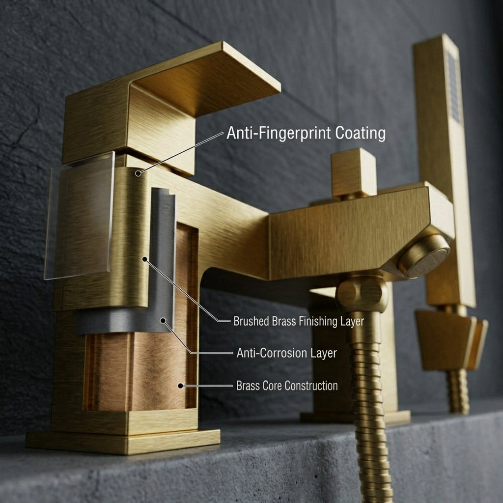 Verda Modern Bath Shower Mixer with Shower Kit – Brass