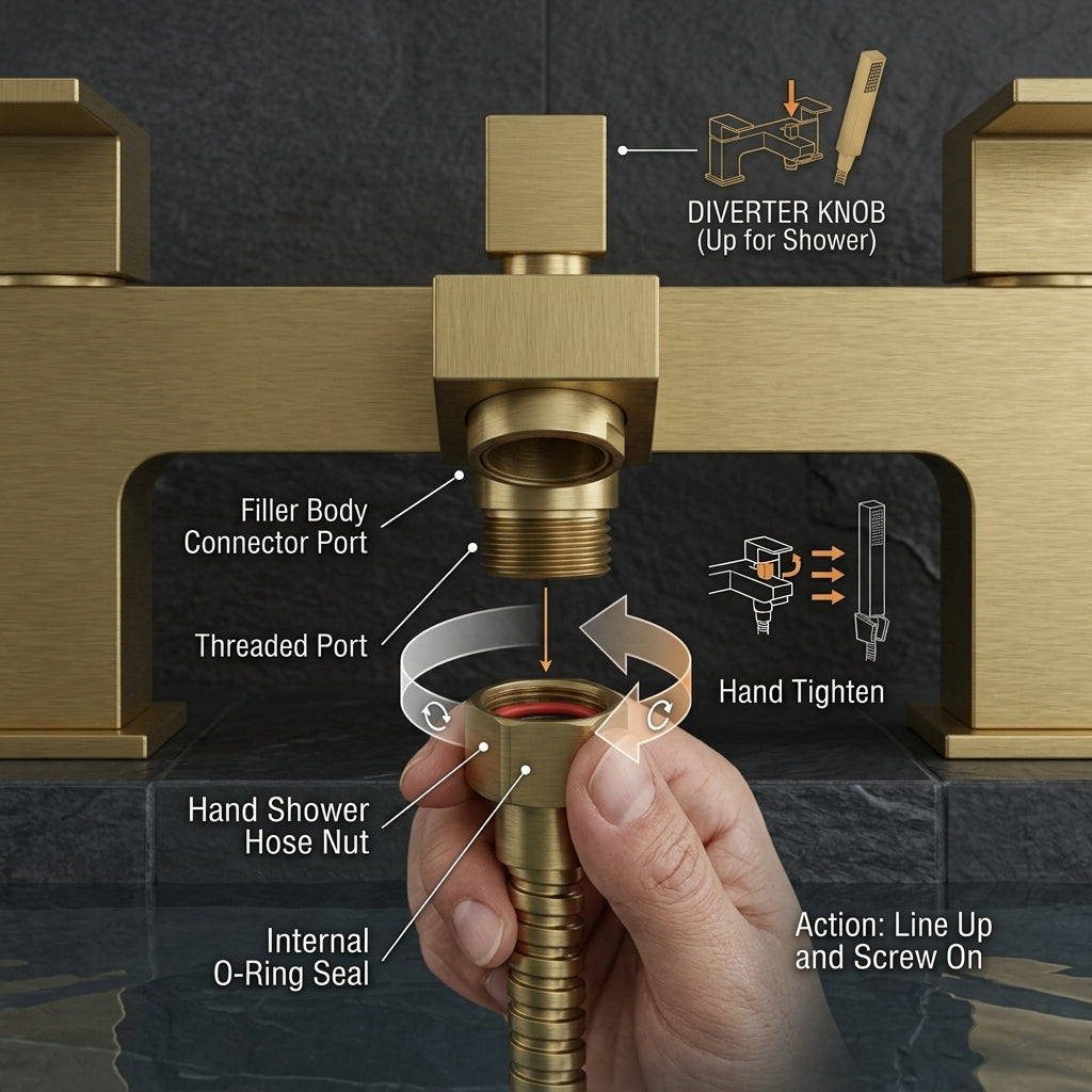 Verda Modern Bath Shower Mixer with Shower Kit – Brass