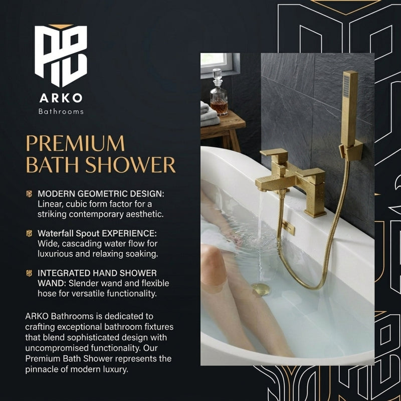 Verda Modern Bath Shower Mixer with Shower Kit – Brass