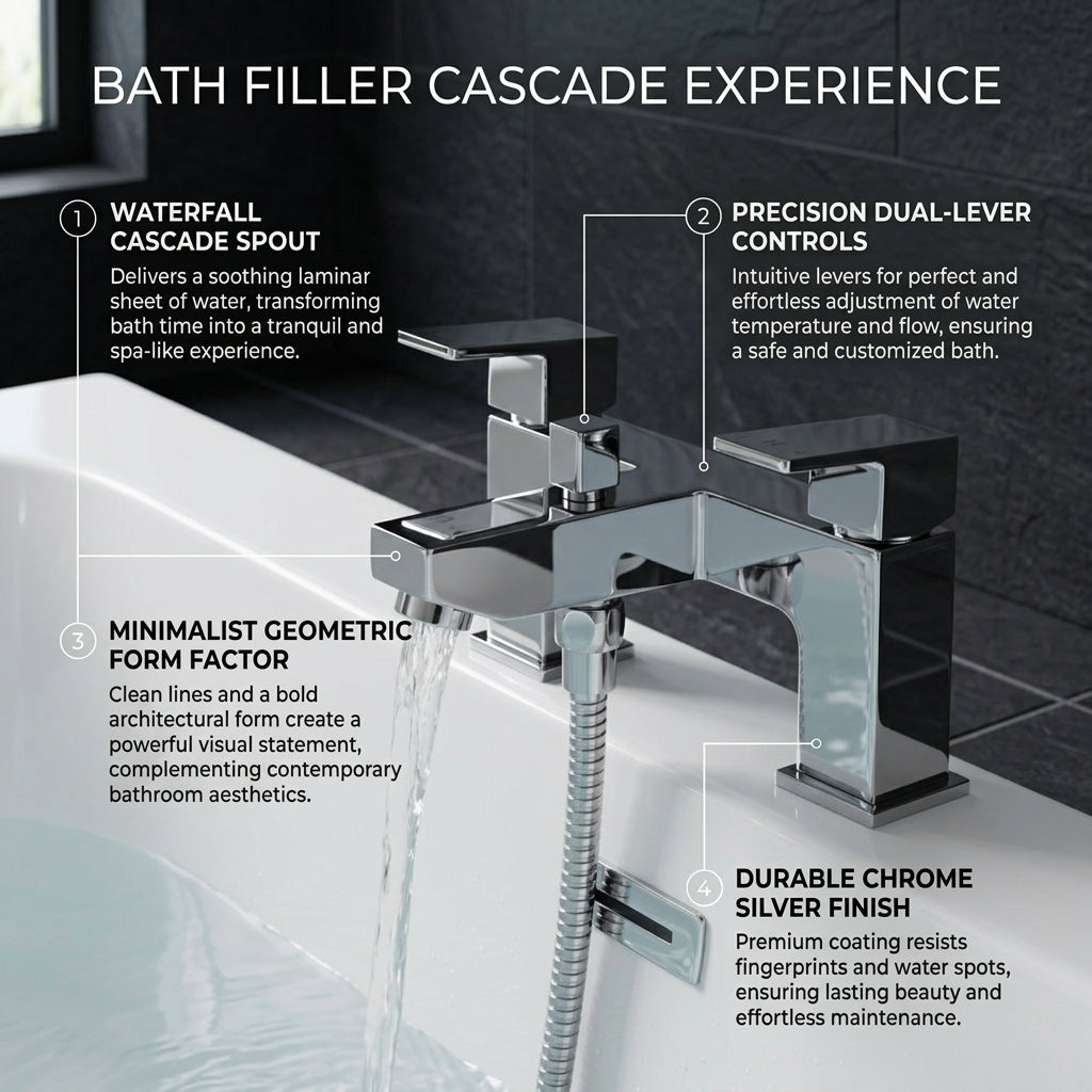 Verda Modern Bath Shower Mixer with Shower Kit – Chrome
