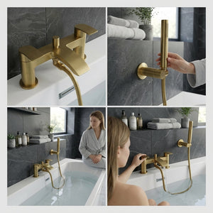 Capri Bath Shower Mixer Tap with Shower Kit – Brushed Brass