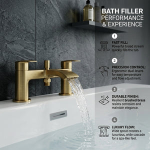 Capri Bath Shower Mixer Tap with Shower Kit – Brushed Brass