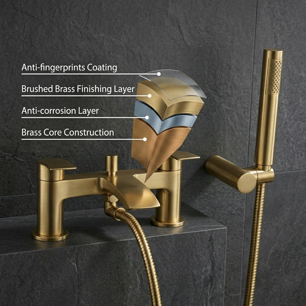 Capri Bath Shower Mixer Tap with Shower Kit – Brushed Brass