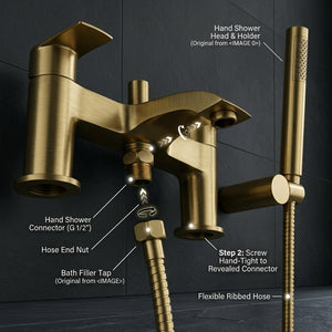 Capri Bath Shower Mixer Tap with Shower Kit – Brushed Brass
