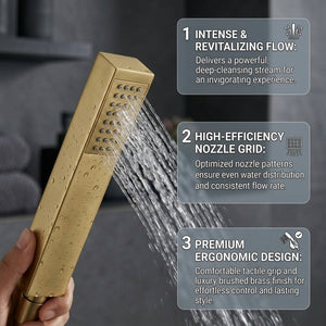 Vista Modern Bath Shower Mixer with Shower Kit – Brushed Brass