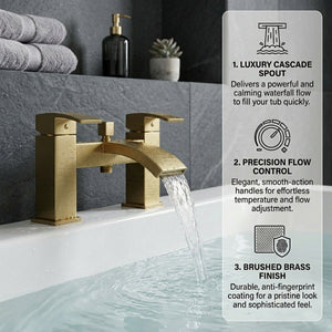 Vista Modern Bath Shower Mixer with Shower Kit – Brushed Brass