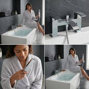 Vista Modern Bath Shower Mixer Tap with Shower Kit – Chrome