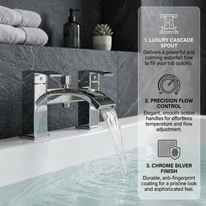 Vista Modern Bath Shower Mixer Tap with Shower Kit – Chrome