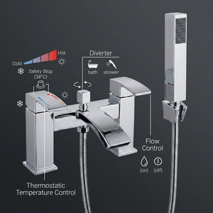 Vista Modern Bath Shower Mixer Tap with Shower Kit – Chrome